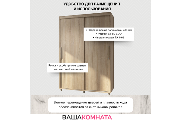 Шкаф-купе "Комфорт-12 ПРАЙМ" 1,5 м без зеркал
